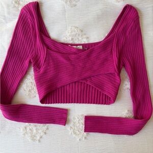 Stylish Fuchsia Ribbed Crop Top